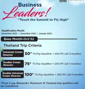 Vestige Thailand Qualification for ucd dcd ducd